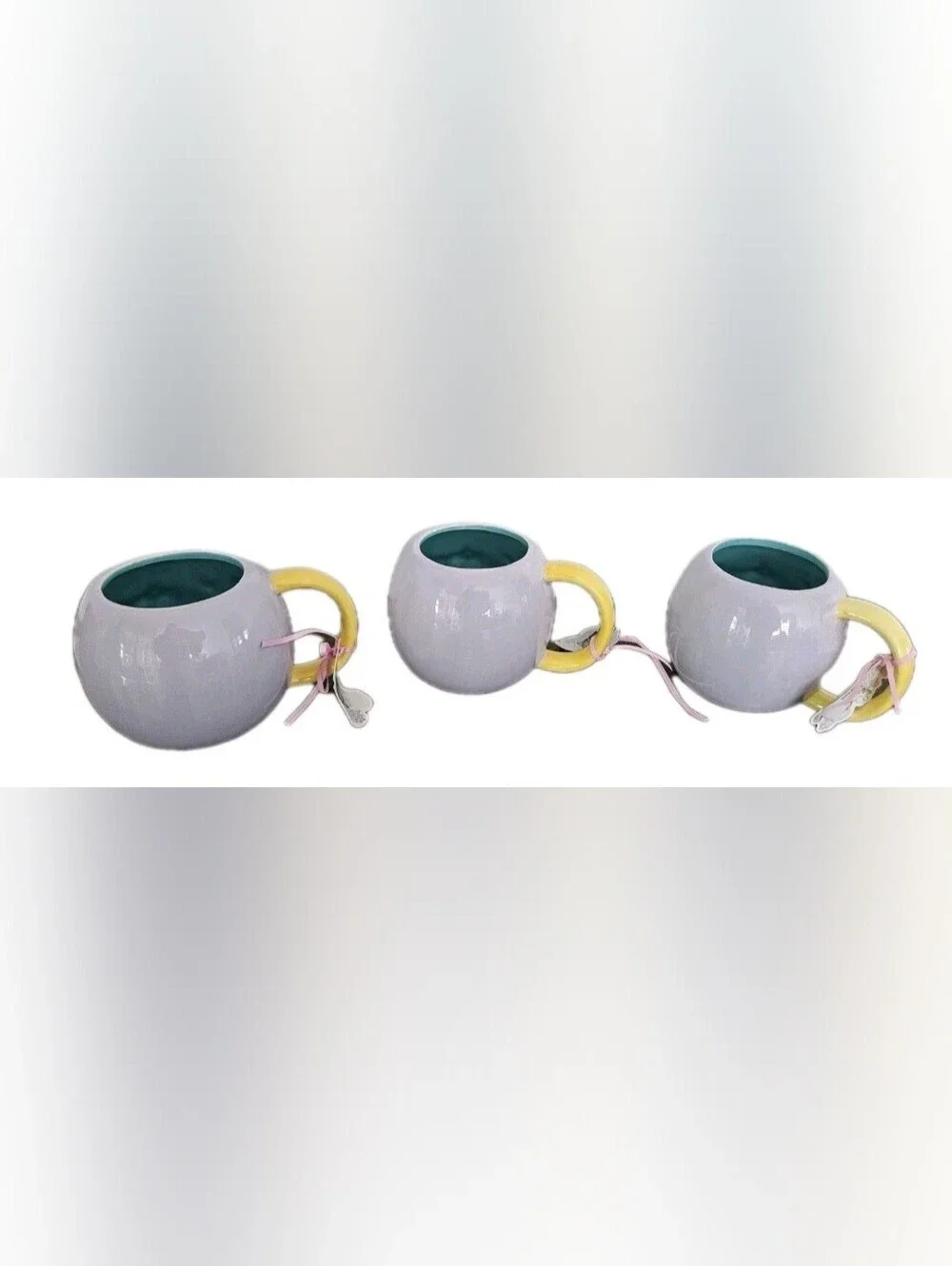 Blue Sky Clayworks Easter Wishes Bunny Rabbit Mug Set of 3 NWT Spring Decor.